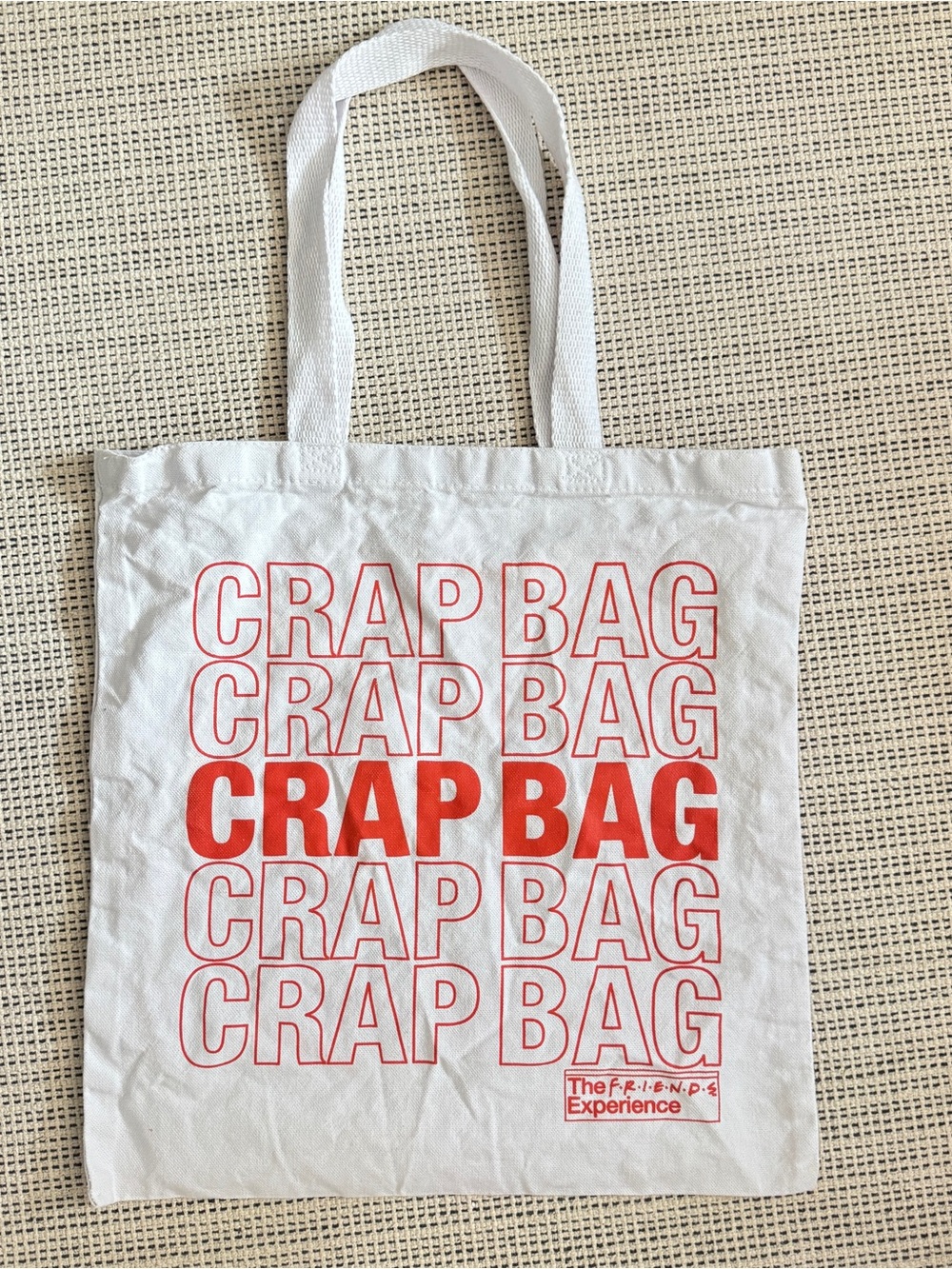 Friends Experience "Crap Bag" White & Red Canvas Cotton Tote